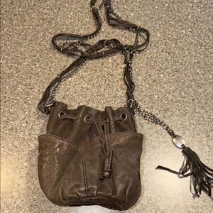 Olivia harris leather bucket bag